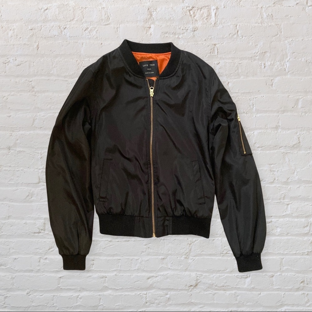 Tree Love Black Bomber Jacket Size S